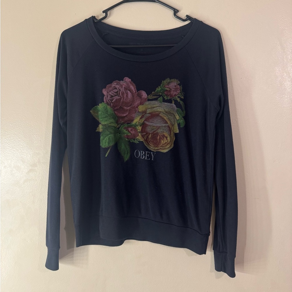 Obey Floral Sweater size Small